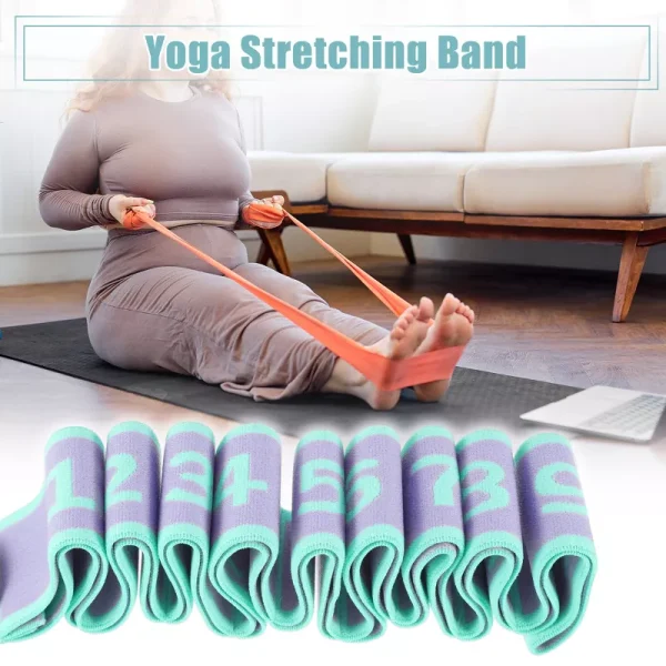 Unique Bargains Highly Elastic 9-Loops Yoga Stretching Band Exercise 1 Pc