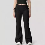 Women's Drawstring Ruched Waist Flared Leg Pants Stretch Fabric Active Yoga Lounge Bottoms