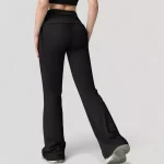 Women's Drawstring Ruched Waist Flared Leg Pants Stretch Fabric Active Yoga Lounge Bottoms