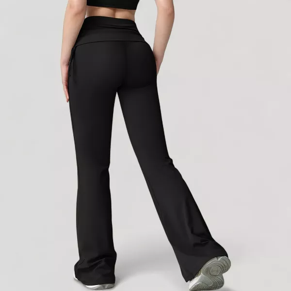 Women's Drawstring Ruched Waist Flared Leg Pants Stretch Fabric Active Yoga Lounge Bottoms